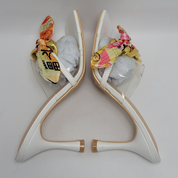 Cape Robbin Concur Heel Transparent PVC Scarf Accent Square Toe Slide White Sz 8 - Picture 12 of 13